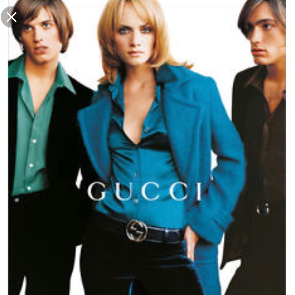 Ironic Tom Ford for Gucci blue silk shirt